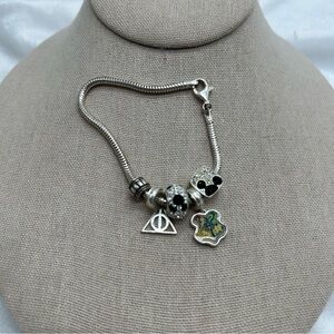 Disney Parks 925 Tested Charm Bracelet, Harry Potter, Mickey Mouse Made in Italy